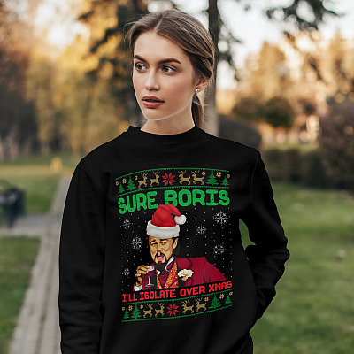Alternative view of Sure Boris I'll Isolate Over Xmas Leonardo Dicaprio Santa Claus Funny Christmas Hoodie - Sweatshirt