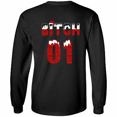 Bitch 01 - Bich 02 Christmas Matching Hoodies for Best Friends Print on Back only Hoodie - Sweatshirt, Black, Long Sleeve