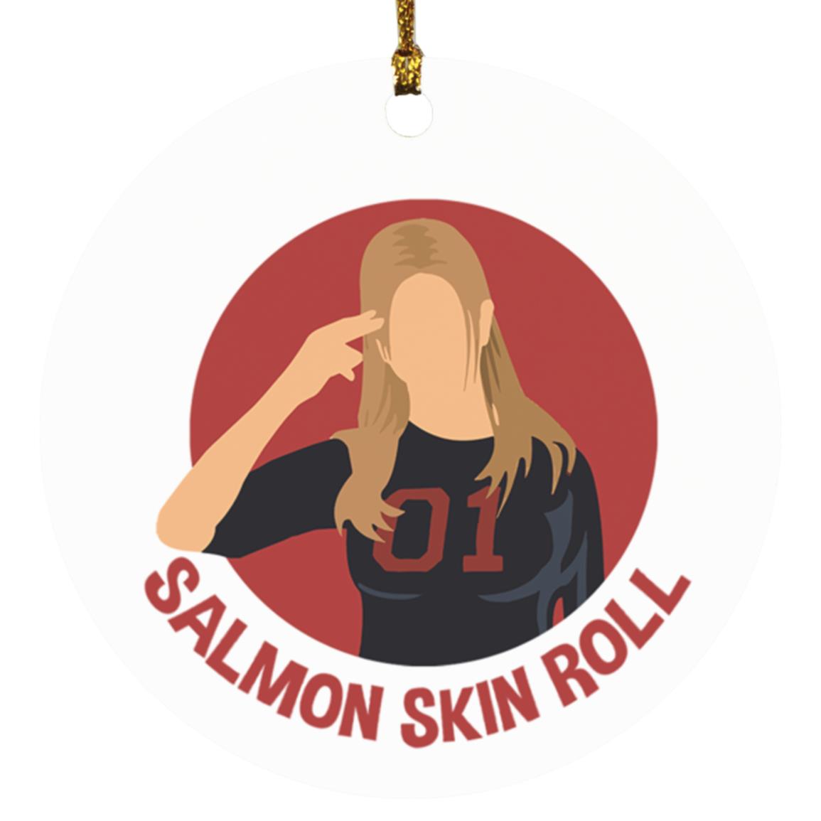 Salmon Skin Roll, White, Circle Ornament Salmon Skin Roll, White, Circle Ornament
