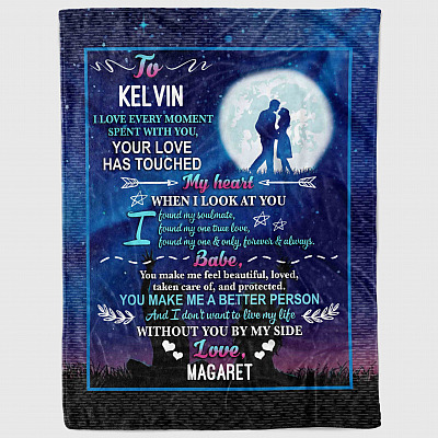 Alternative view of Personalized I Love Every Moment Spent With You Your Love Has Touched My Heart Husband Boyfriend Fleece Blanket