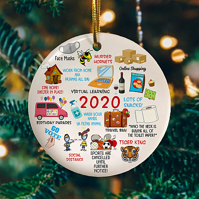 2020 Pandemic Quarantine Circle Christmas Ornament - Year Of 2020 Memories Holiday Decorative Ornament