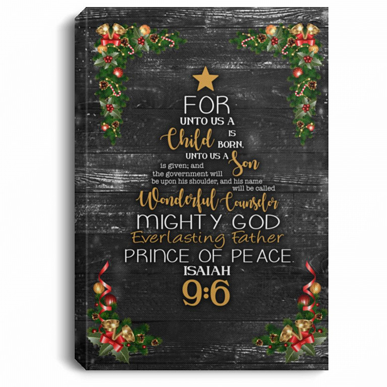 Isaiah 9 6 Christian Framed Canvas, White, 0.75'' Framed Canvas