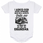 I Asked God for A Woman Who Will Always Love Me He Sent My Grandma Baby Onesie - Baby Infant Bodysuit, White, Baby Onesie - 24 Month I Asked God for A Woman Who Will Always Love Me He Sent My Grandma Baby Onesie - Baby Infant Bodysuit, White, Baby Onesie - 24 Month
