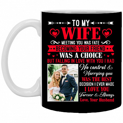 Personalized Photo To My Wife, Black, 11 oz. White Mug