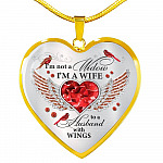 I'm Not A Widow I'm A Wife To A Husband Cardinal Bird Wings Heart Necklace - In Memory Of Husband Necklace - Heart Luxury Necklace (Gold Plated)