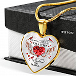 I'm Not A Widow I'm A Wife To A Husband Cardinal Bird Wings Heart Necklace - In Memory Of Husband Necklace - Heart Luxury Necklace (Gold Plated)