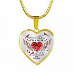 I'm Not A Widow I'm A Wife To A Husband Cardinal Bird Wings Heart Necklace - In Memory Of Husband Necklace - Heart Luxury Necklace (Gold Plated)