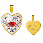 I'm Not A Widow I'm A Wife To A Husband Cardinal Bird Wings Heart Necklace - In Memory Of Husband Necklace - Heart Luxury Necklace (Gold Plated)