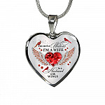 I'm Not A Widow I'm A Wife To A Husband Cardinal Bird Wings Heart Necklace - In Memory Of Husband Necklace - Heart Luxury Necklace (Silver)