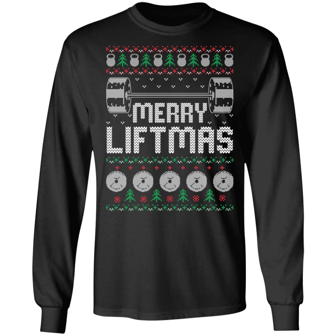 Merry Liftmas I Wish You Hoodie, Black, Long Sleeve