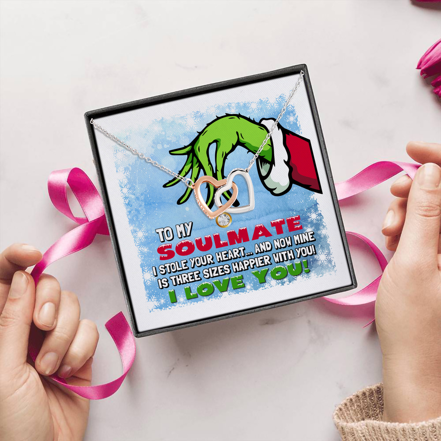 82HG_ To My Soulmate (5) Interlocking Hearts Necklace 5