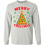 Merry Crustmas Crust Pizza Lover Hoodie, Ash, Long Sleeve