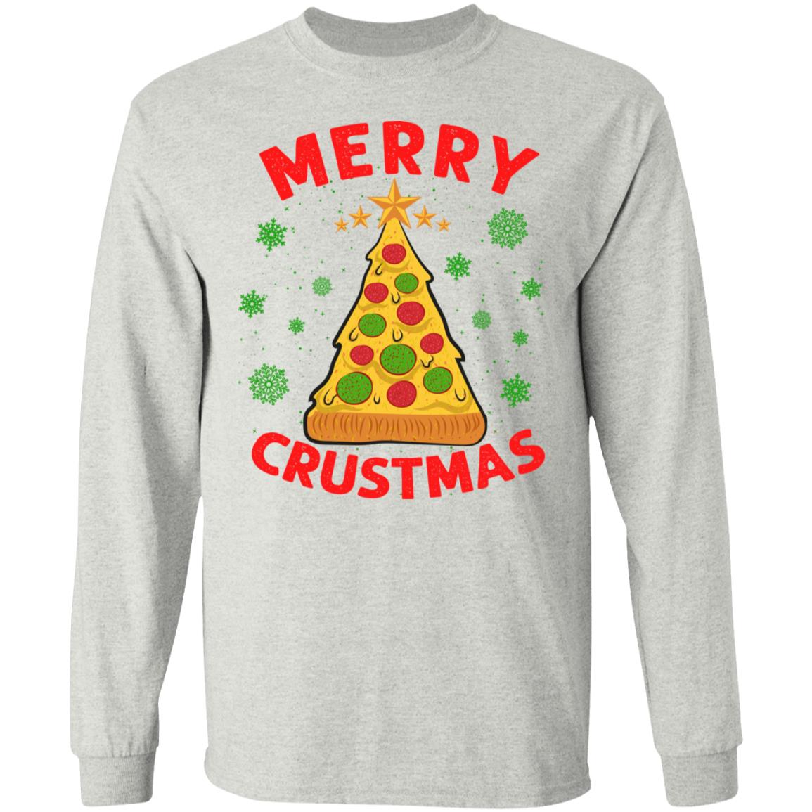 Merry Crustmas Crust Pizza Lover Hoodie, Ash, Long Sleeve