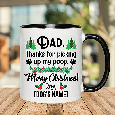 Alternative view of Personalized Dad Thanks For Picking Up My Poop Merry Christmas Accent Mug - Ceramic Coffee Mug