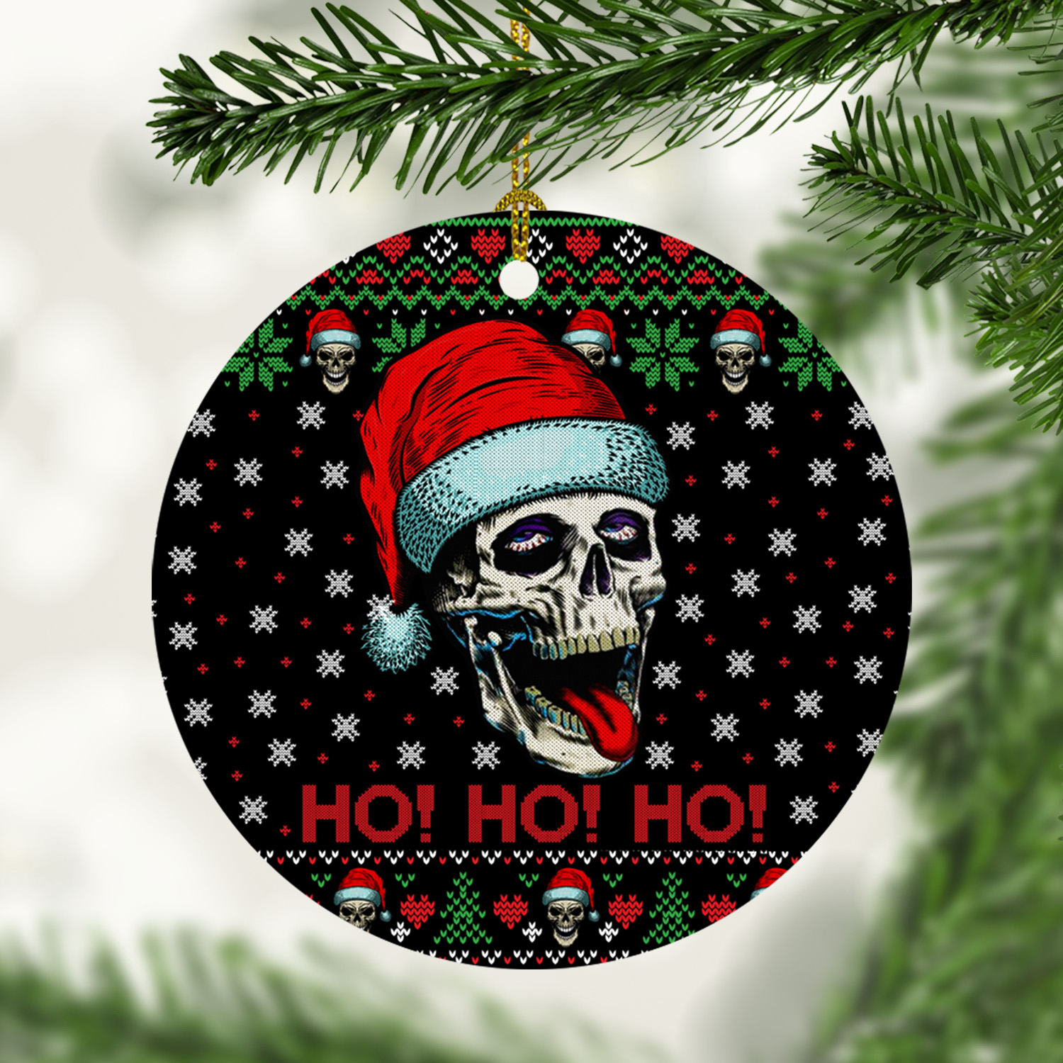 4Th. Ho Ho Skull Santa Hat ornament mk
