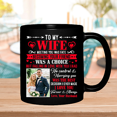 Alternative view of Personalized Photo To My Wife Meeting You Was Fate Falling In Love With You I Had No Control Coffee Mug