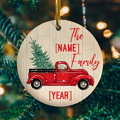 Alternative view of Personalized Family Red Truck Decorative Christmas 2020 Ornament Keepsake - Holiday Ornament