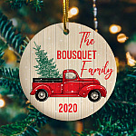 Personalized Family Red Truck Decorative Christmas 2020 Ornament Keepsake - Holiday Ornament