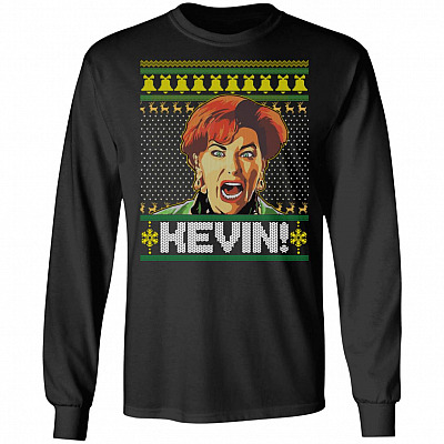 Kevin Mom Funny Christmas, Black, Long Sleeve
