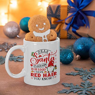 Alternative view of Dear Santa It's Been Hard To Be Good Red Hair Coffee Mug - Beer Stein - Water Bottle - Color Changing Mug