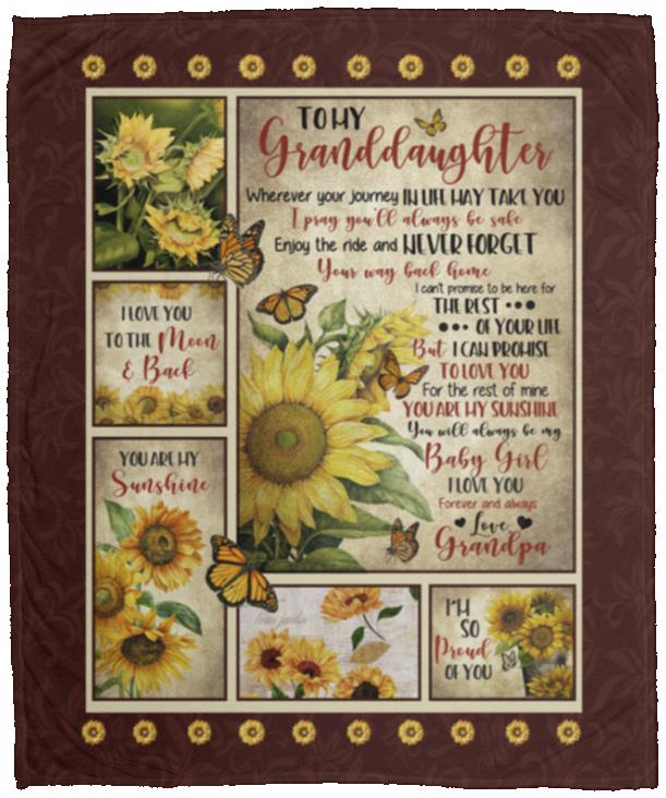 Personalized Grandpa to My Granddaughter Blanket, White, Cozy Plush Fleece Blanket - 50x60