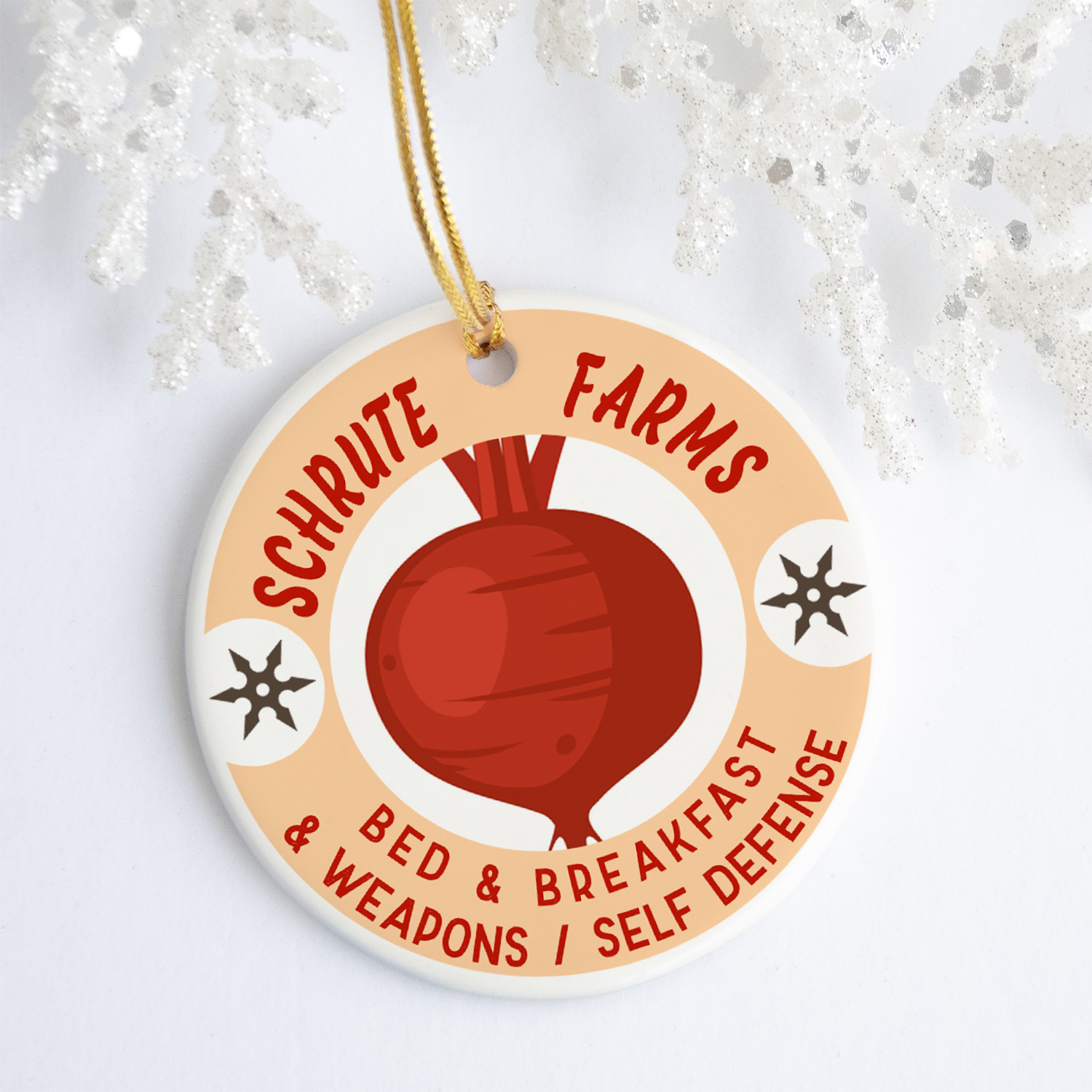 Schrute Farms Bed Breakfast Weapon Self Defense Ornament