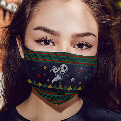 Alternative view of Jack Skellington Christmas Washable Reusable Cloth Face Mask Cover - Nightmare Before Christmas Face Mask