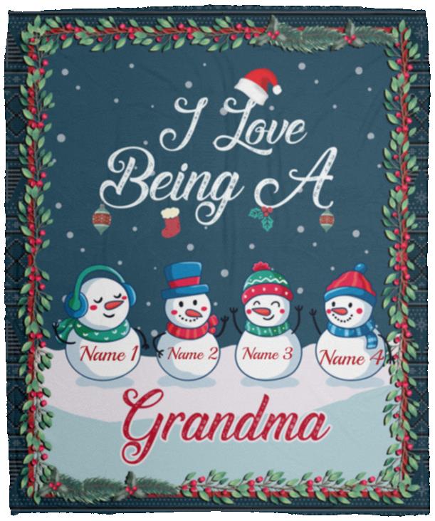 Personalized I Love Being Grandma Blanket, White, Cozy Plush Fleece Blanket - 50x60 Personalized I Love Being Grandma Blanket, White, Cozy Plush Fleece Blanket - 50x60