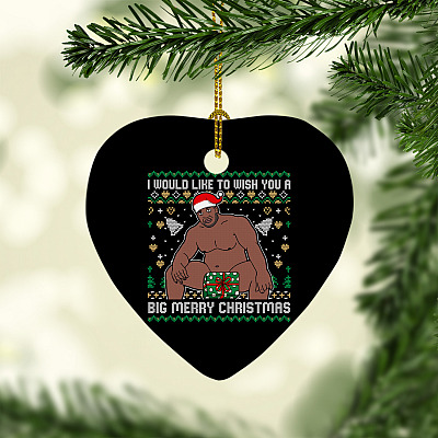 I Would Like to Wish You a Big Merry Christmas Funny Barry Meme Naked Ugly Sweater Heart Ornament