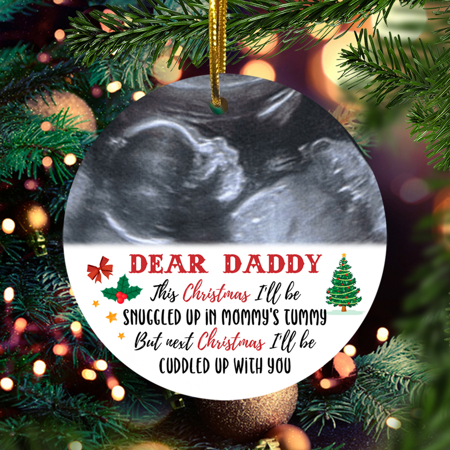 8VT. Dear Daddy From Bump Baby Custom Photo ornament mk3
