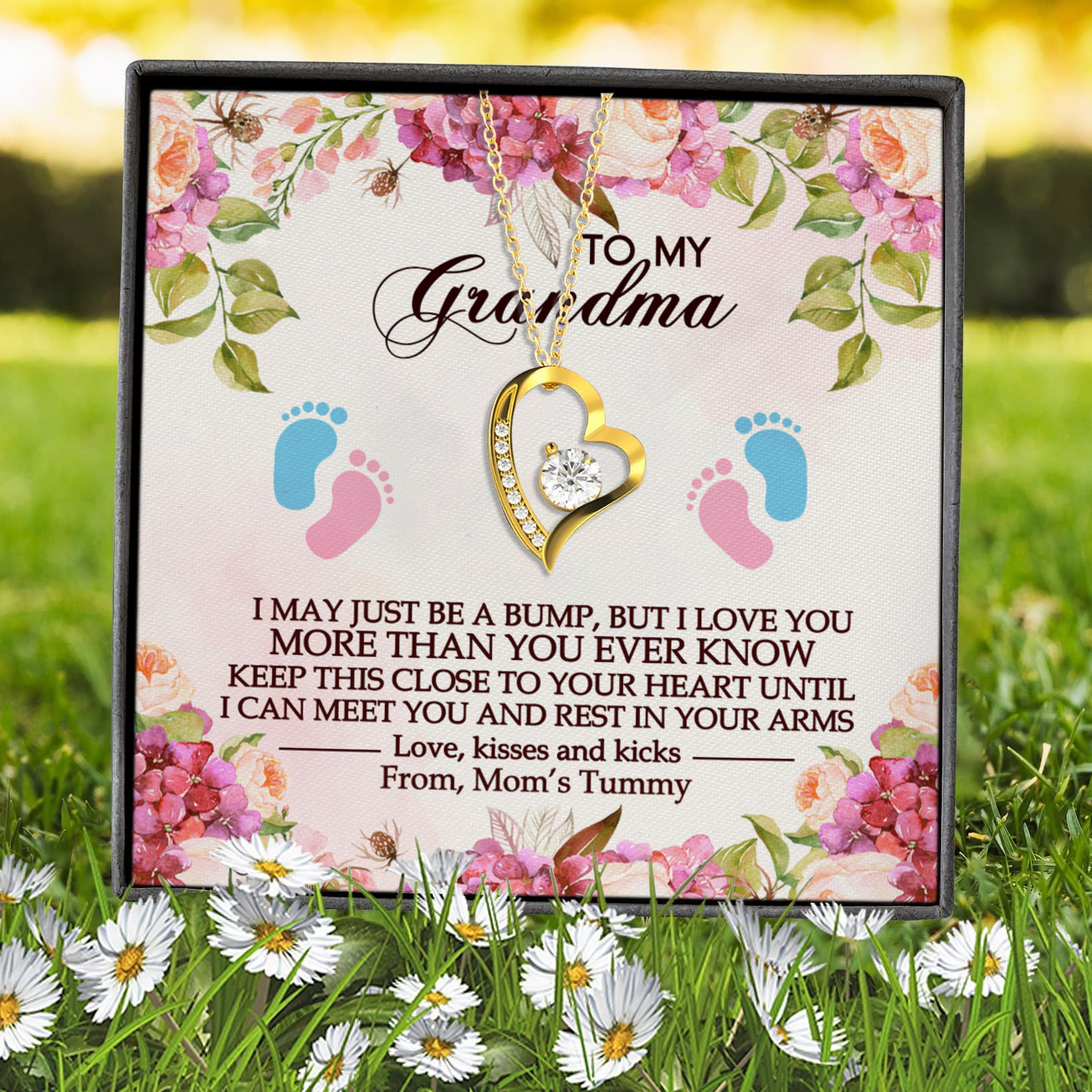 11VT. To My Grandma Just Be A Bump Forever Love Necklace (Gold) 7