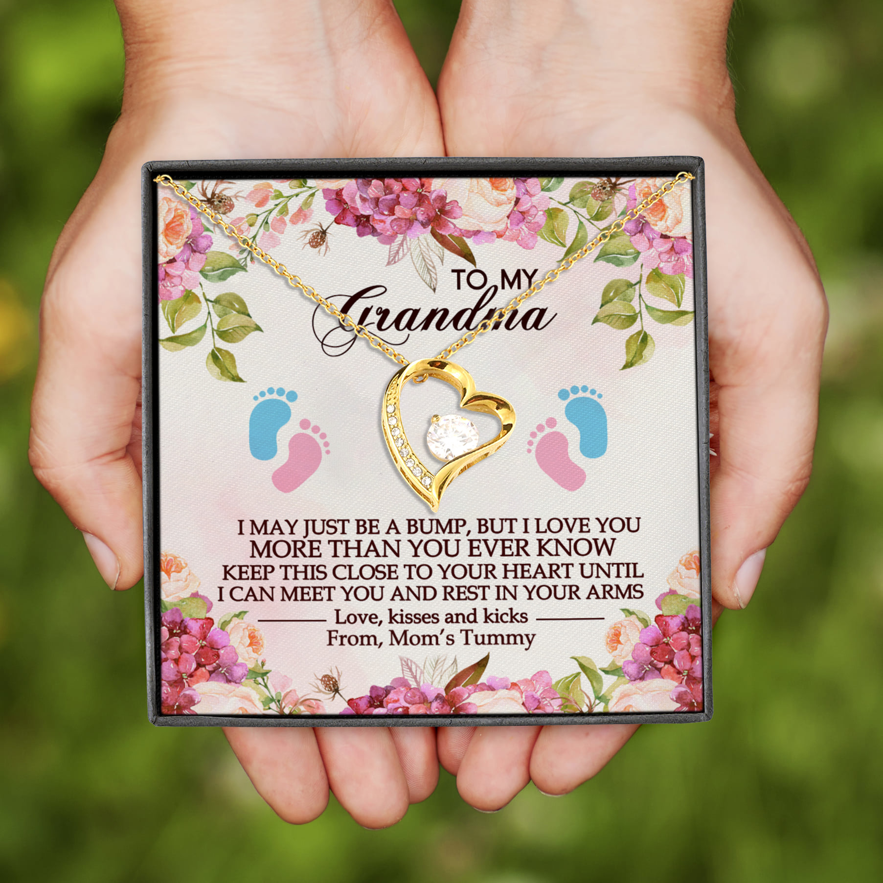 11VT. To My Grandma Just Be A Bump Forever Love Necklace (Gold)