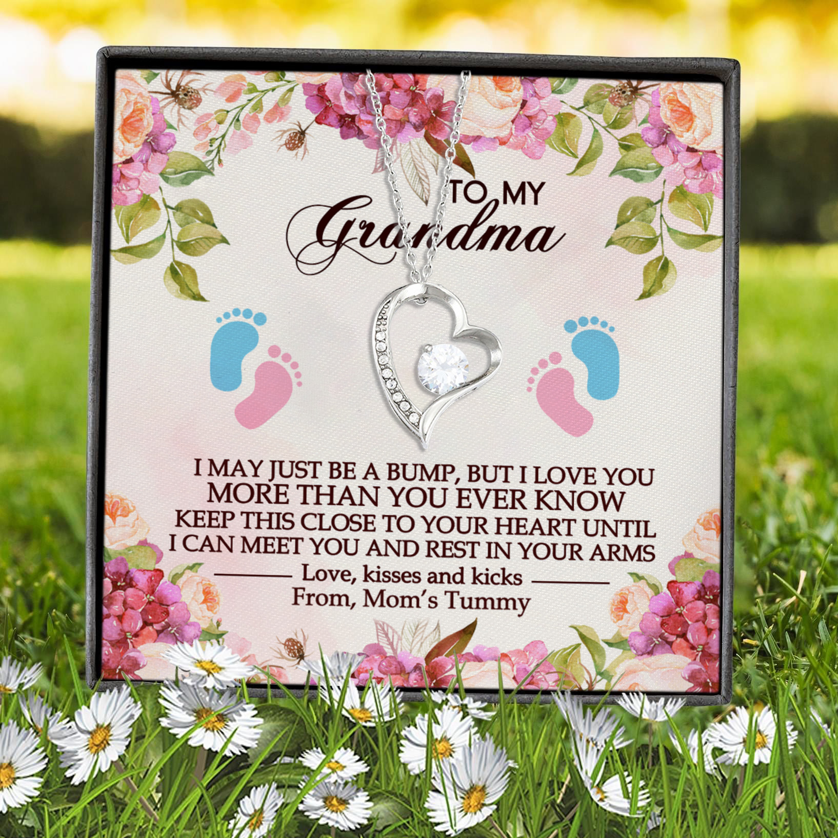 11VT. To My Grandma Just Be A Bump Forever Love Necklace (Silver) 7