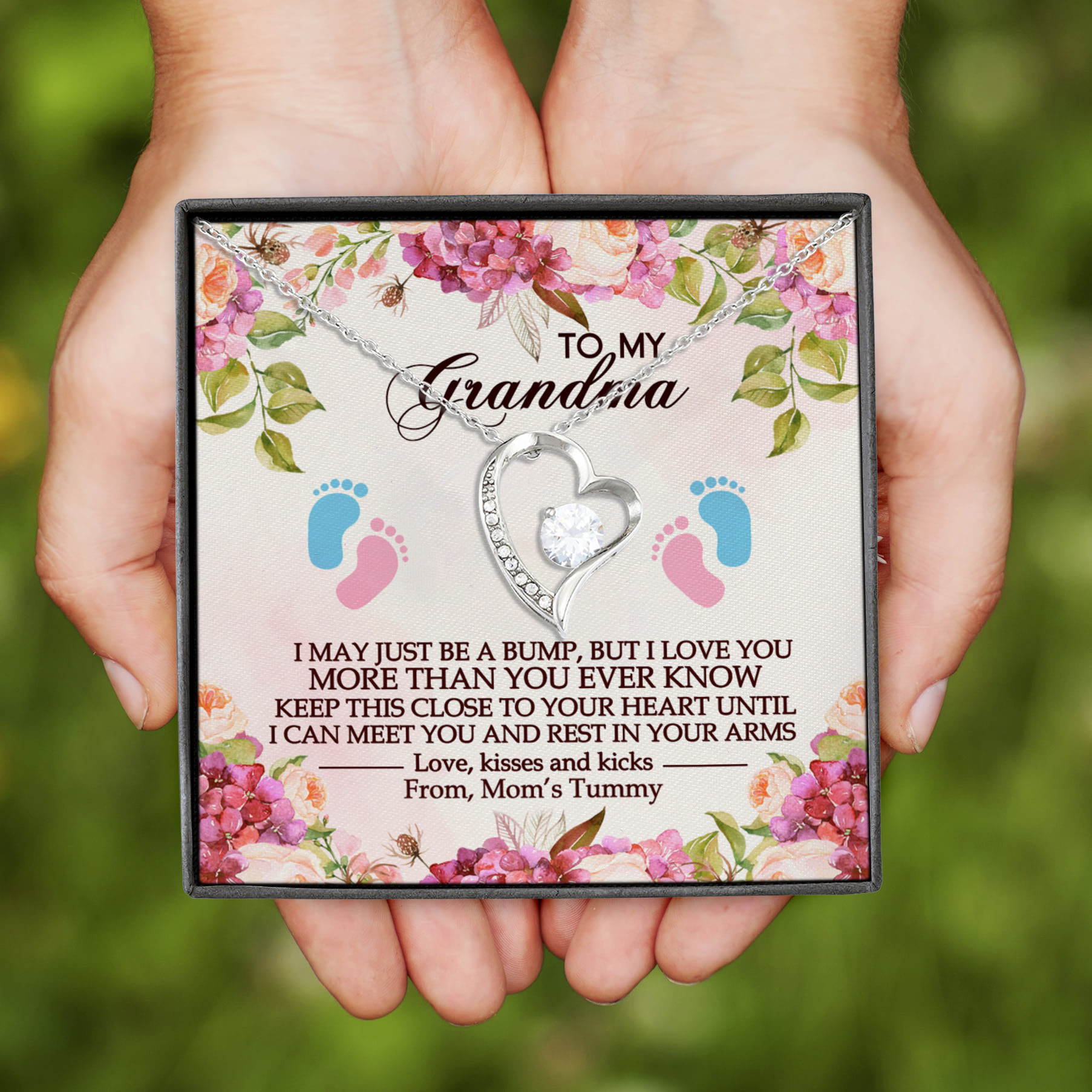 11VT. To My Grandma Just Be A Bump Forever Love Necklace (Silver)