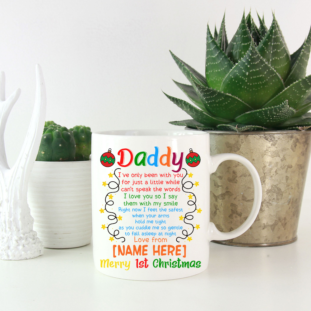 Personalized Daddy Merry First Christmas Ornament 2 Personalized Daddy Merry First Christmas Ornament