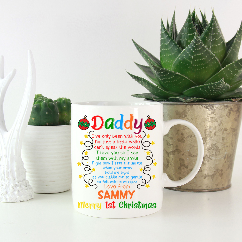 Personalized Daddy Merry First Christmas Ornament 1 Personalized Daddy Merry First Christmas Ornament