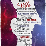 To My Wife Fleece, White, Cozy Plush Fleece Blanket - 50x60