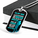 Dad to My Son Always Remember You Are Braver than You Believe Stronger than You Think Dog Tag Pendant Necklace - Dog Tag (Silver)