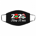 Merry X-Mess 2020 Pandemic Christmas Washable Reusable Custom - Printed Cloth Face Mask Cover, Black, Cloth Face Cover – Medium/Large