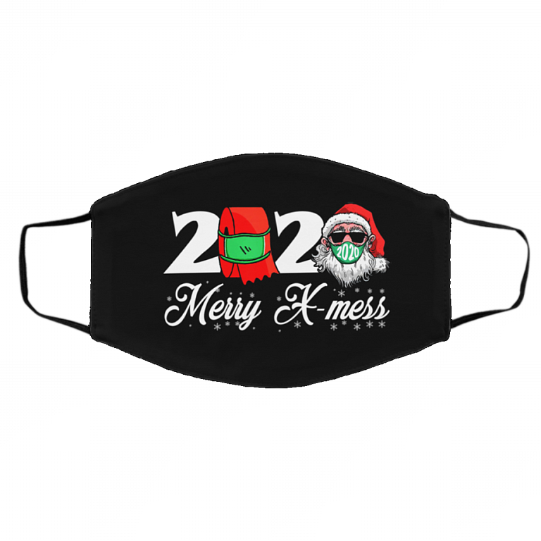 Merry X-Mess 2020 Pandemic Christmas Washable Reusable Custom - Printed Cloth Face Mask Cover, Black, Cloth Face Cover – Medium/Large