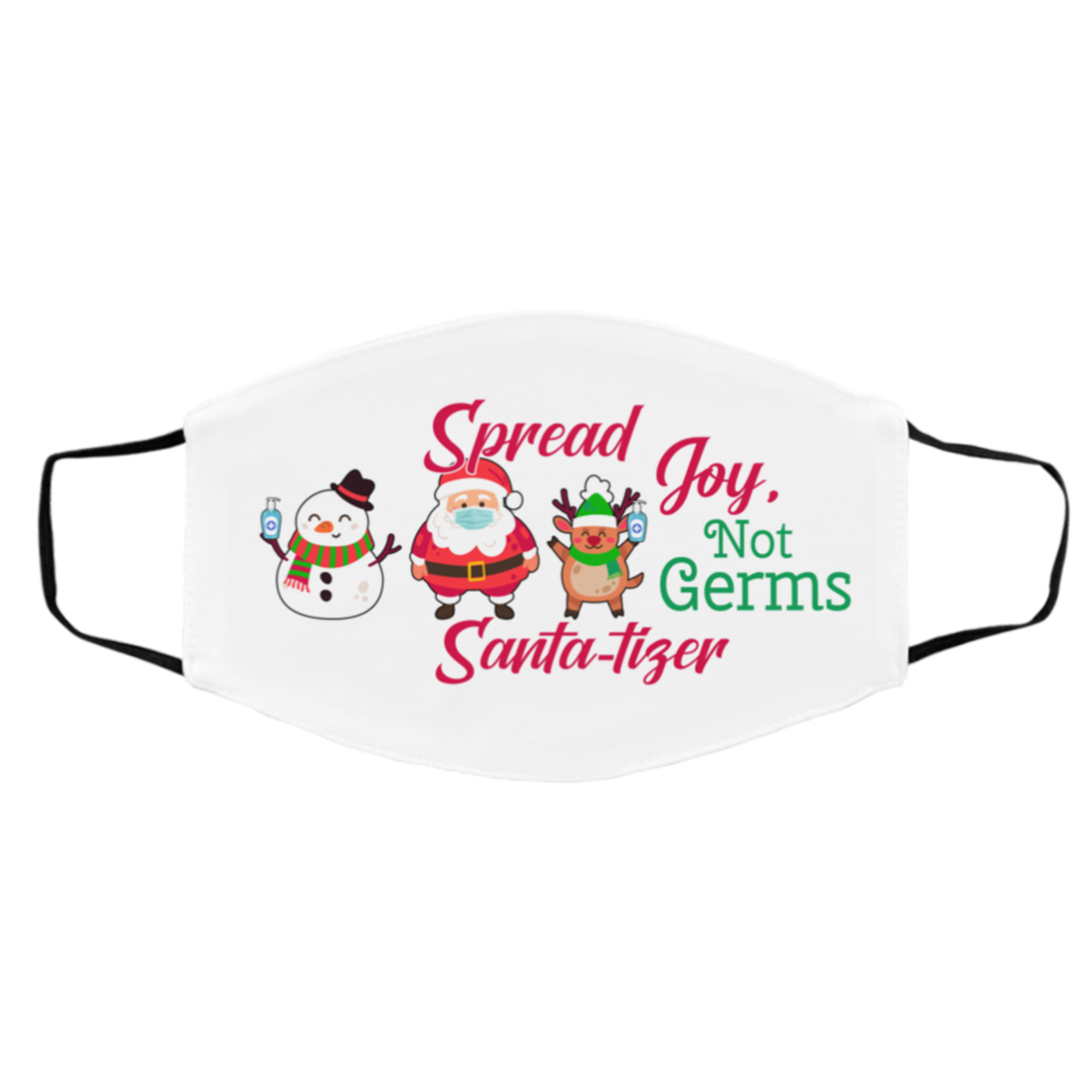 Personalized Santatizer Spread Joy Not Germs Christmas Washable Reusable Custom - Printed Face Mask, White, Cloth Face Cover – Medium/Large Personalized Santatizer Spread Joy Not Germs Christmas Washable Reusable Custom - Printed Face Mask, White, Cloth Face Cover – Medium/Large