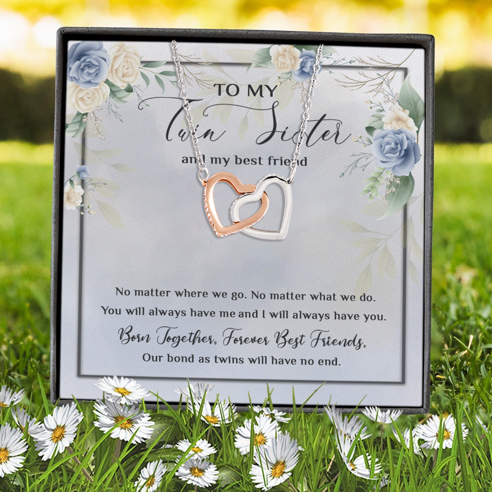 12VT. To My Twin Sister Interlocking Hearts Necklace 7