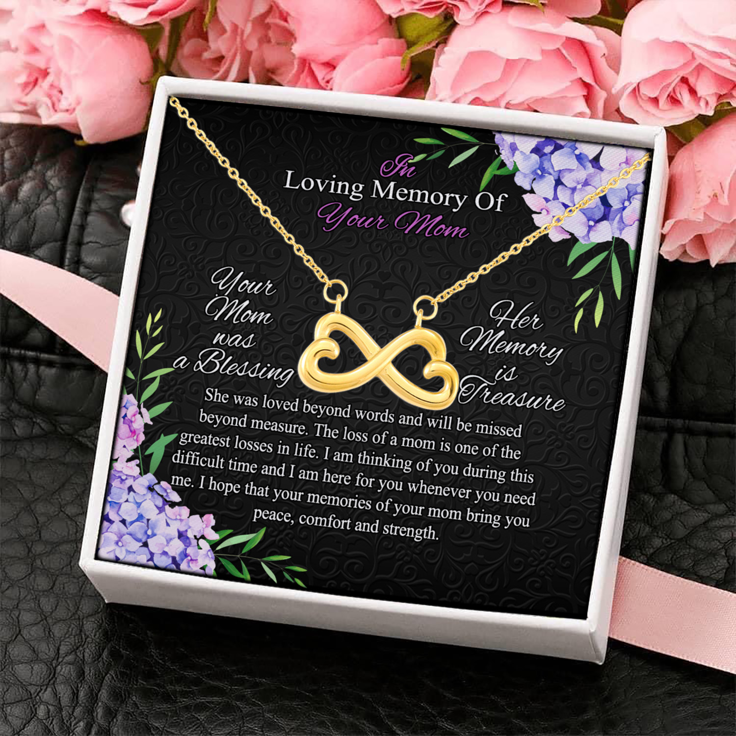 4MH. Loss Of Mom Infinity Heart Necklace (Gold) 4