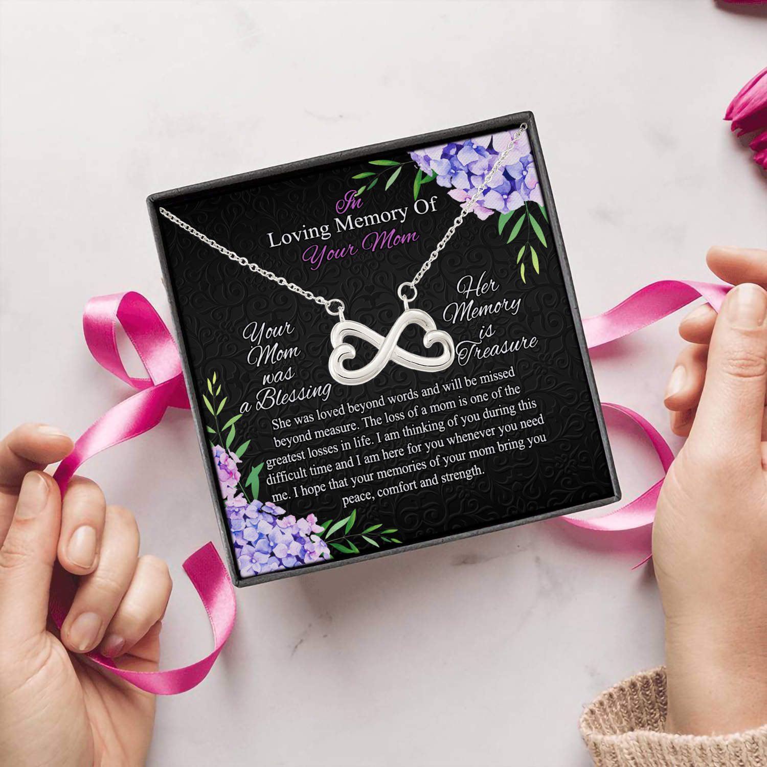 4MH. Loss Of Mom Infinity Heart Necklace (Silver) 5