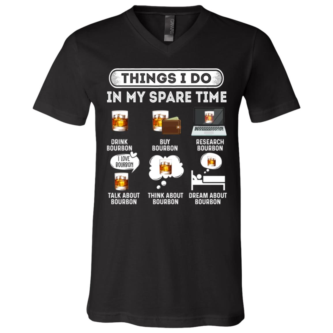 Things I Do In My Spare Time, Black, V-Neck T-Shirt