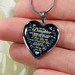 Dad To My Daughter Even When I Am Not Close By I Want You To Know I Love You I'm Always There Heart Pendant Necklace - Heart Luxury Necklace (Silver)