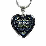 Dad To My Daughter Even When I Am Not Close By I Want You To Know I Love You I'm Always There Heart Pendant Necklace - Heart Luxury Necklace (Silver)