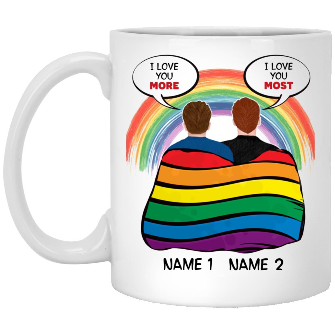 Personalized Gay Couple Mug, White, 11 oz. White Mug Personalized Gay Couple Mug, White, 11 oz. White Mug