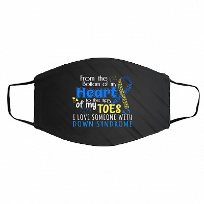 Down Syndrome Awareness Face Mask, White, Cloth Face Cover – Medium/Large