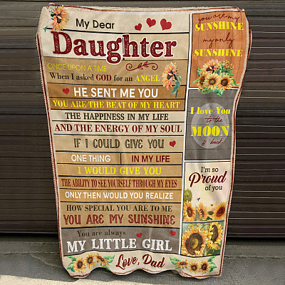 Alternative view of Dad to My Dear Daughter Once upon A Time when I Asked God for An Angel Sunflower Fleece Blanket - Mink Blanket